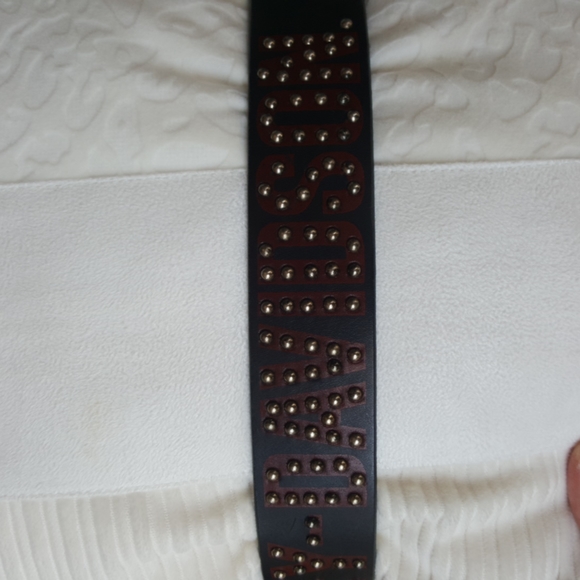 HARLEY-DAVIDSON ♡ Vintage Genuine Black Leather Red Lettered|Grommeted Belt XS26 main image 15